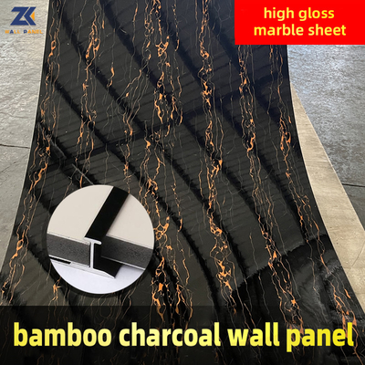 Quality Factory Direct Sales 1.22*2.44 M PET High Gloss Marble Bamboo Charcoal Wall Panel factory