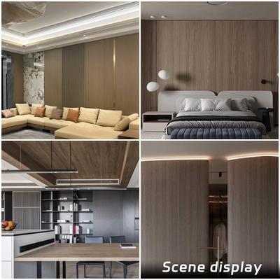 Quality Solid Interior Decoration 1.22m Width Wood Grain Wood Veneer PVC Wall Panel factory
