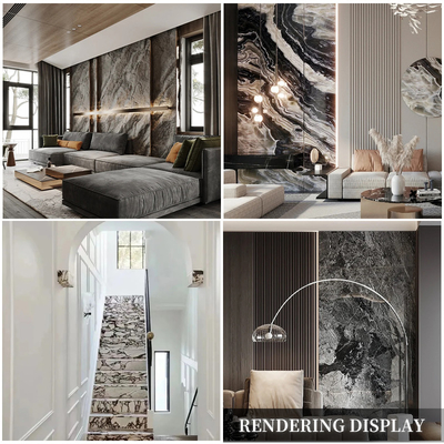 Quality Square Bamboo Charcoal Grey Marble PVC Cladding Panels OEM ODM factory