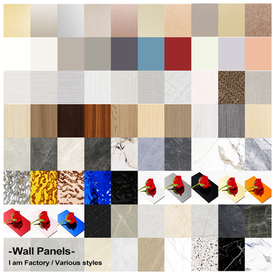 Quality High Density Minimalist Style Bamboo Wood Fiber Veneer PET Marble Wall Panel factory