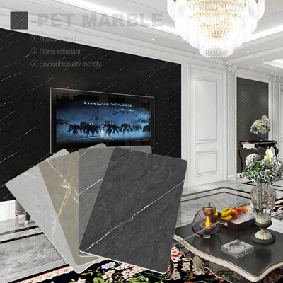 Quality PVC Marble Sheet Customized Size Bamboo Charcoal Wall Board With Metal Profile Splicing factory