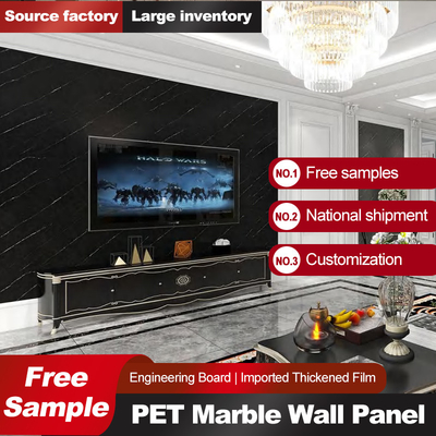 Quality PVC Marble Sheet Customized Size Bamboo Charcoal Wall Board With Metal Profile Splicing factory
