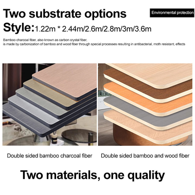 Quality 1200*2440 Bamboo Charcoal Wood Veneer Panel Siding Wood Grain Bamboo Crystal Panel factory