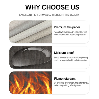 Quality Fireproof Bamboo Wood Fiber Wood Veneer 8MM Interior Marble Wall Panel factory
