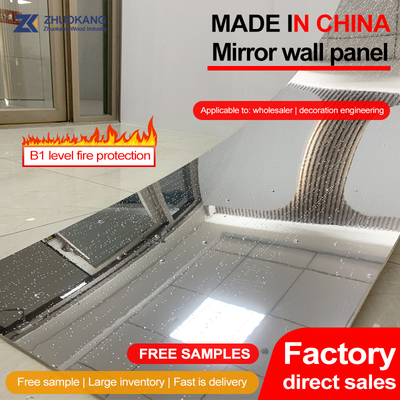 Quality Interior Decorative 5mm Mirror Wood Wall Paneling PVC Wall Panel factory