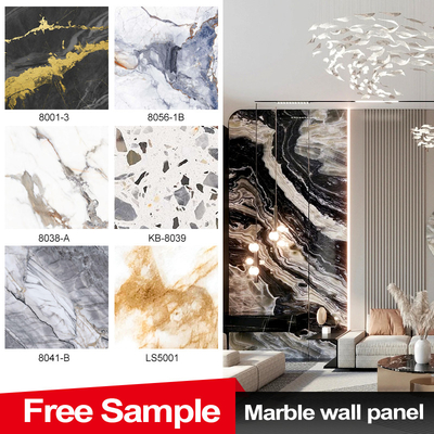 Quality PET Marble Texture Decorative Wall Board Bamboo Charcoal Wood Veneer PVC Wall Panel factory