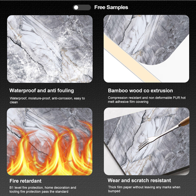 Quality 5MM Bamboo Charcoal Wood Veneer High Glossy 3D Customized Printing Marble Sheet factory