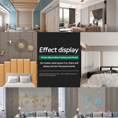 Quality 8 Mm Modern Luxury Bamboo Fiber Wood Veneer Fabric Textured PVC Panel Walls factory