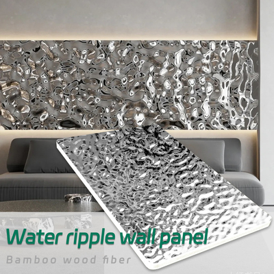 Quality 8mm Bamboo Wood Fibre Wood Panels Wall Decor Interior Paint-Free 3D Water Ripple Panels factory