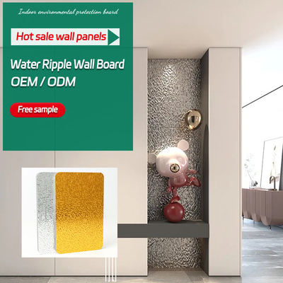 Quality 8mm Bamboo Wood Fibre Wood Panels Wall Decor Interior Paint-Free 3D Water Ripple Panels factory