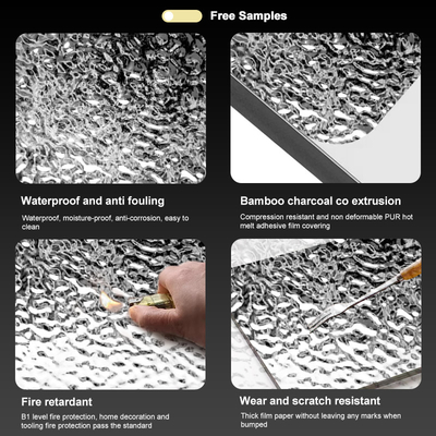 Quality Modern Light Luxury Style 3D Charcoal Board Water Ripple Bamboo Charcoal Wood Veneer factory